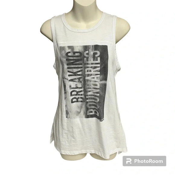 Reebok size small “breaking boundaries” tank top white/gray - Picture 1 of 7